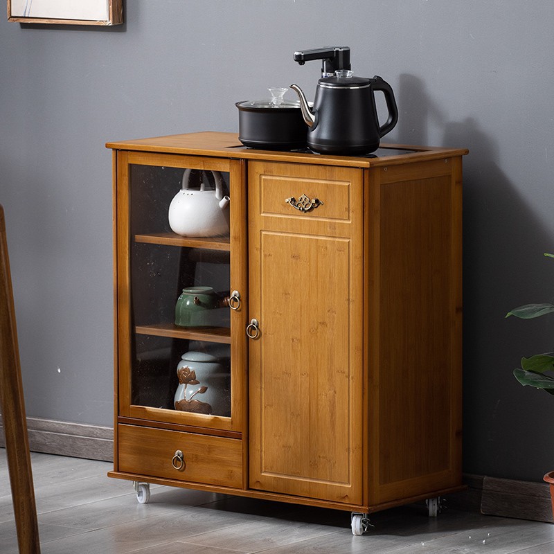 欧式移动茶水柜家用小茶台烧水泡茶下置水桶办公室茶边柜茶具柜子