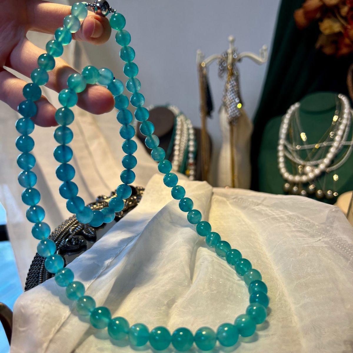 8mm天然天河石手链项链套装首饰品送女朋友礼物简约夏