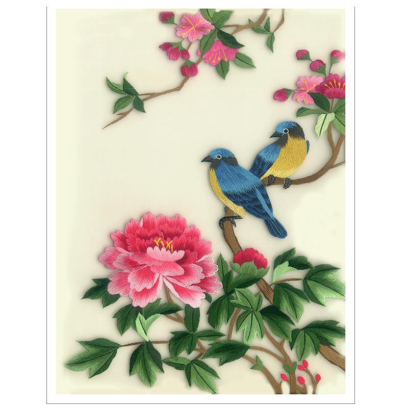 苏绣diy初学中国风苏州刺绣图案件初学苏州手工刺绣鸳鸯花鸟系列