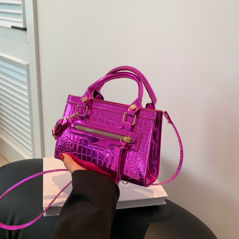 跨境鳄鱼纹个性手提包女包2024春季潮流斜挎包韩版洋气单肩小方包