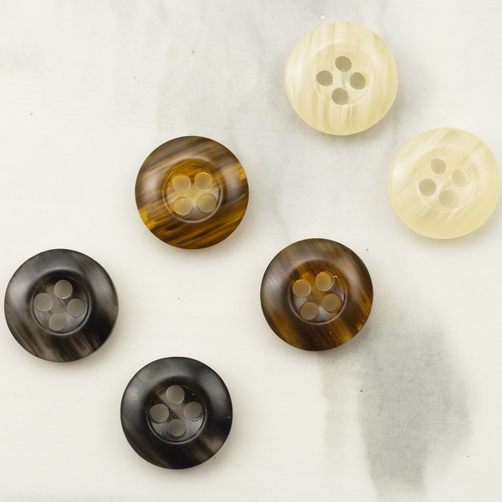 黑米黄白色双导边休闲复古衬衫衬衣开衫树脂纽扣琥珀透色t恤扣子