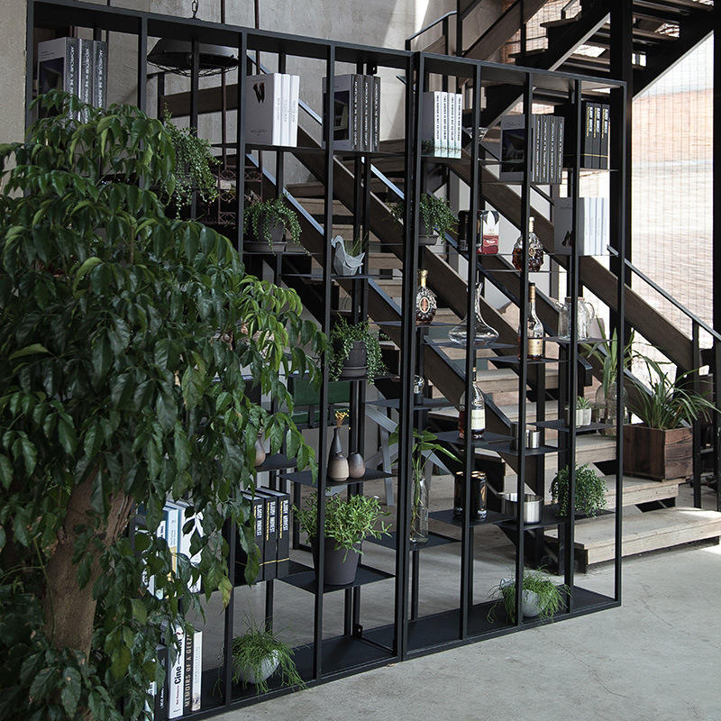 美式工业风铁艺隔断柜子书架格子置物架办公室屏风