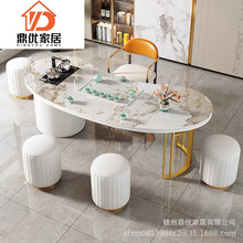 现代简约轻奢岩板茶桌客厅家用办公茶台阳台办公室小型茶桌椅组合