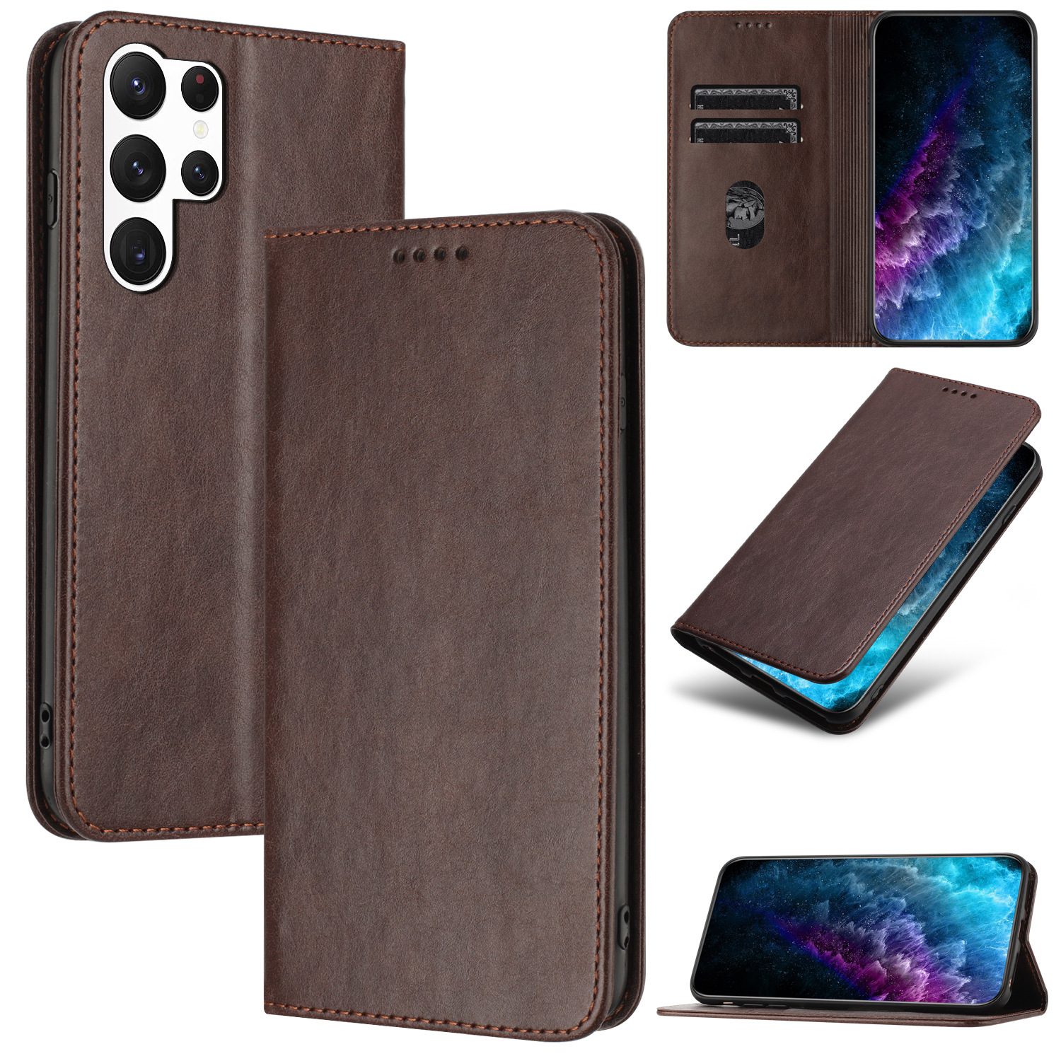 适用三星a53/a33/a24插卡手机壳小米12/13翻盖华为荣耀50保护皮套