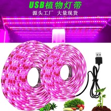 USB植物全光谱灯带 跨境热卖5V植物生长补光灯带2835感应调光灯条