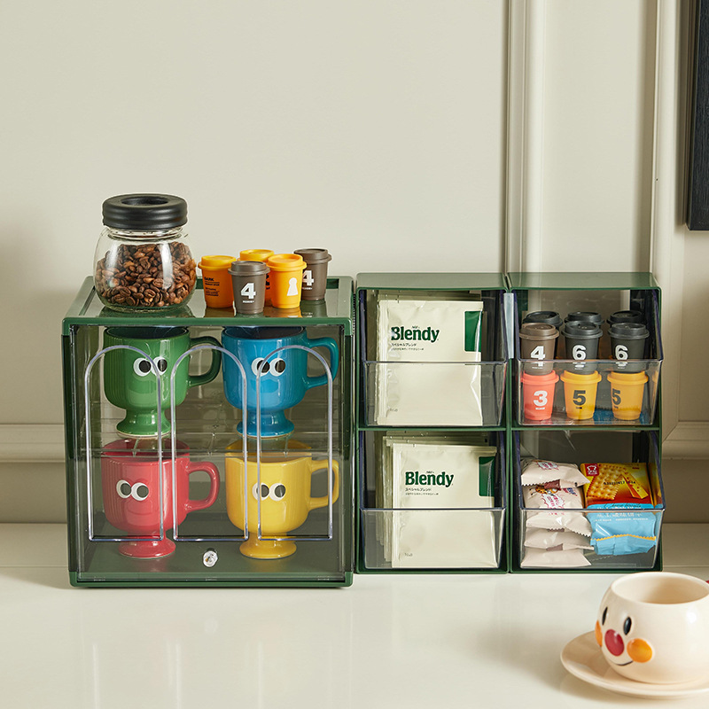 New Cup Storage Rack Desktop Coffee Cup Tea Cup Glass Water Cup Holder Transparent Acrylic Storage Box