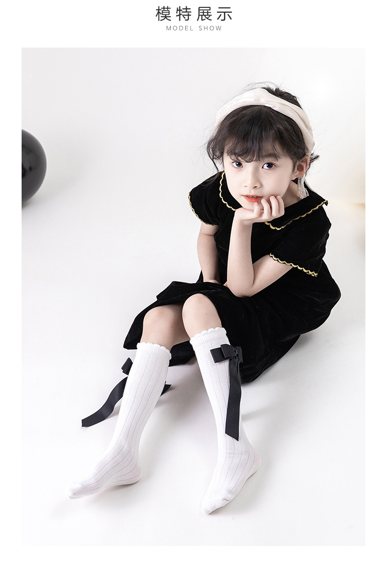 童袜批发女童袜春夏季新款甜美公主风儿童长筒袜女童蝴蝶结小腿袜