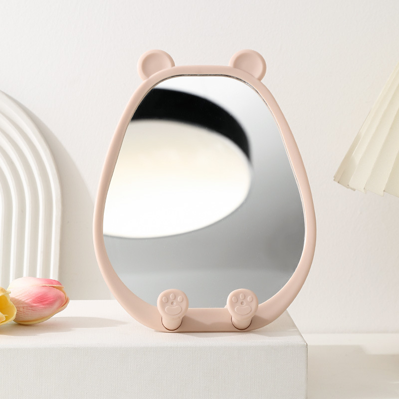 Plastic Bear Desktop Cosmetic Mirror Desktop Cream Style Office Dressing Table Mirror Cute Irregular Dressing Mirror