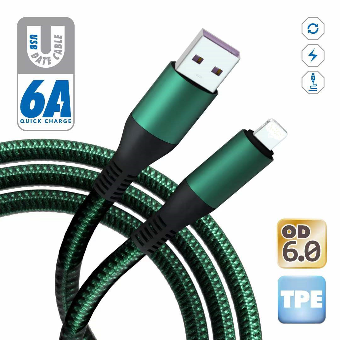 Applicable to Apple Huawei Iphone Android Type C Charging Cable 6a Usb Fast Charge Data Cable Bold Data Cable