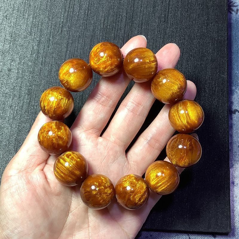 新款金丝蜜蜡香珀手串男女生士蜜蜡圆珠情侣手链蜜蜡圆珠文玩佛珠