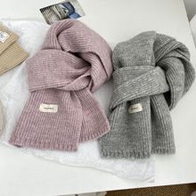温柔气质女孩系纯色围巾学生小围脖韩国冬季新款甜美保暖含羊毛