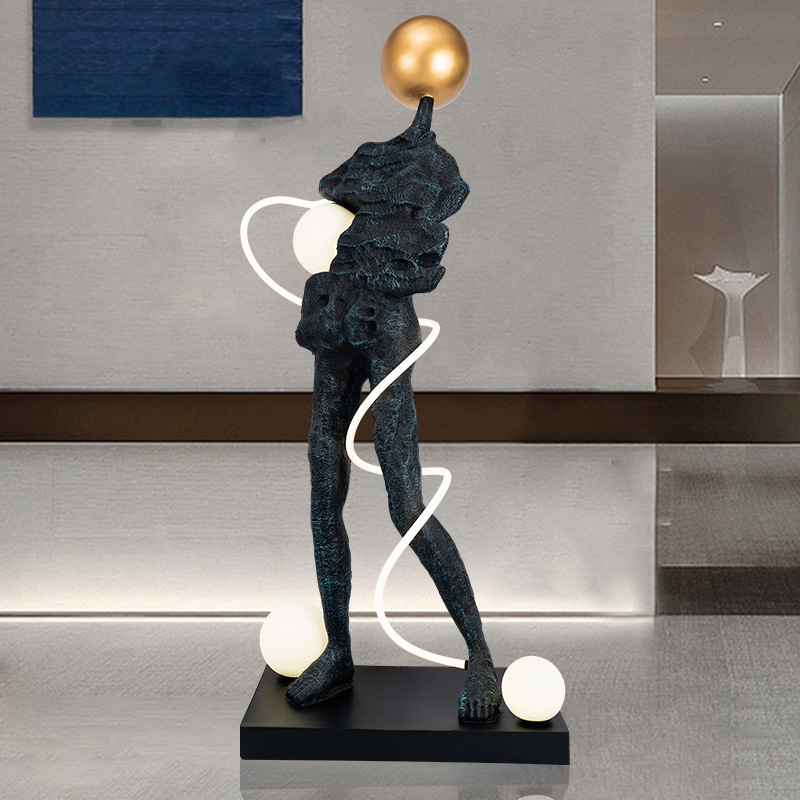 Welcome Figure Sculpture Floor Lamp Abstract Humanoid Home Exhibition Hall Sales Department Hotel FRP Art Ornaments