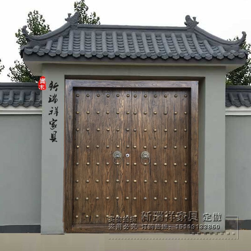 榆木实木大门民宿门徽派古建筑门仿古代门宅院大门学校门书院木门