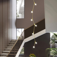 楼梯长吊灯现代轻涩北欧loft公寓复式旋转树枝灯创意个性简约客厅