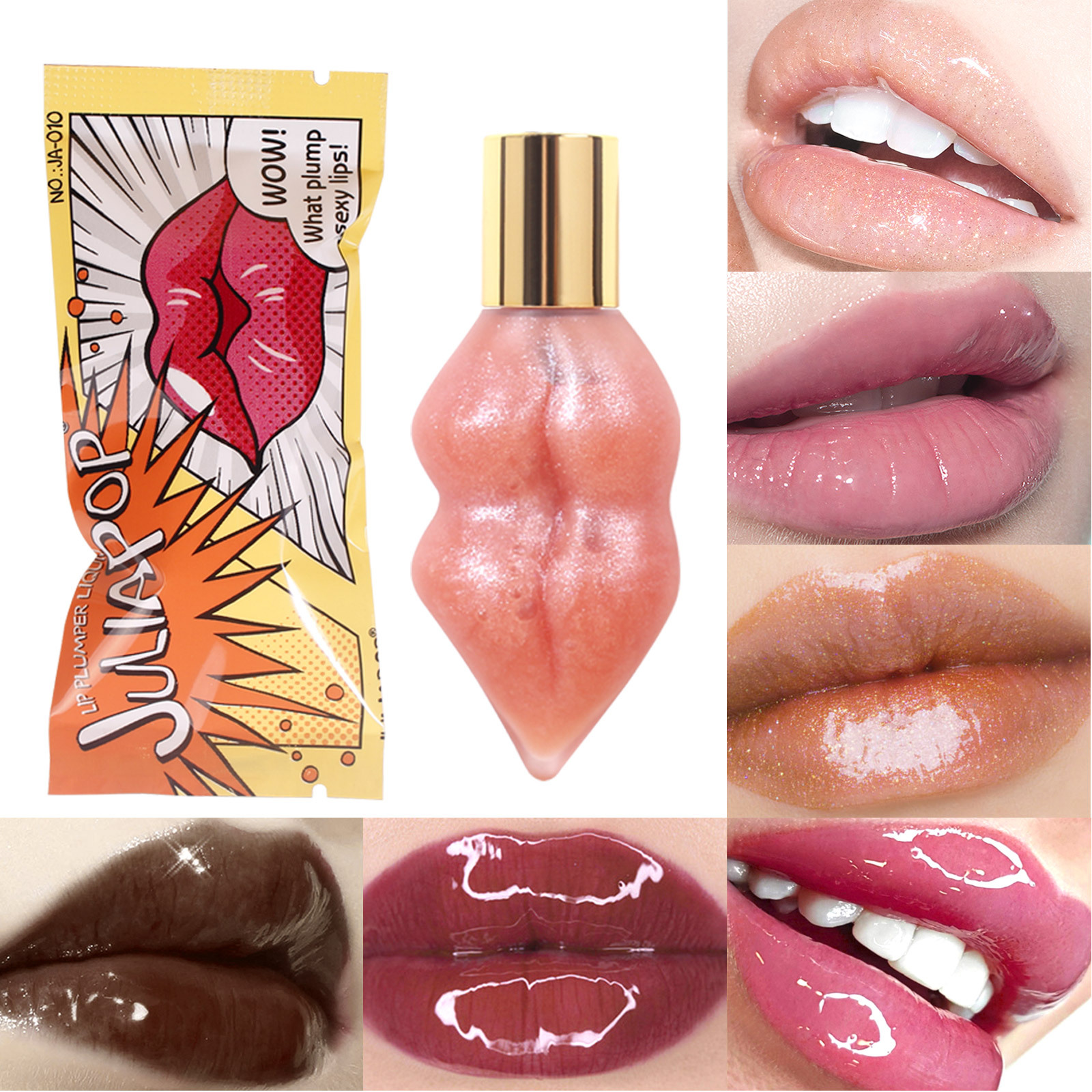 cross-border tiktok amazon plump moisturizing lip color glass lip plumper lip gloss ginger mint lip lacquer