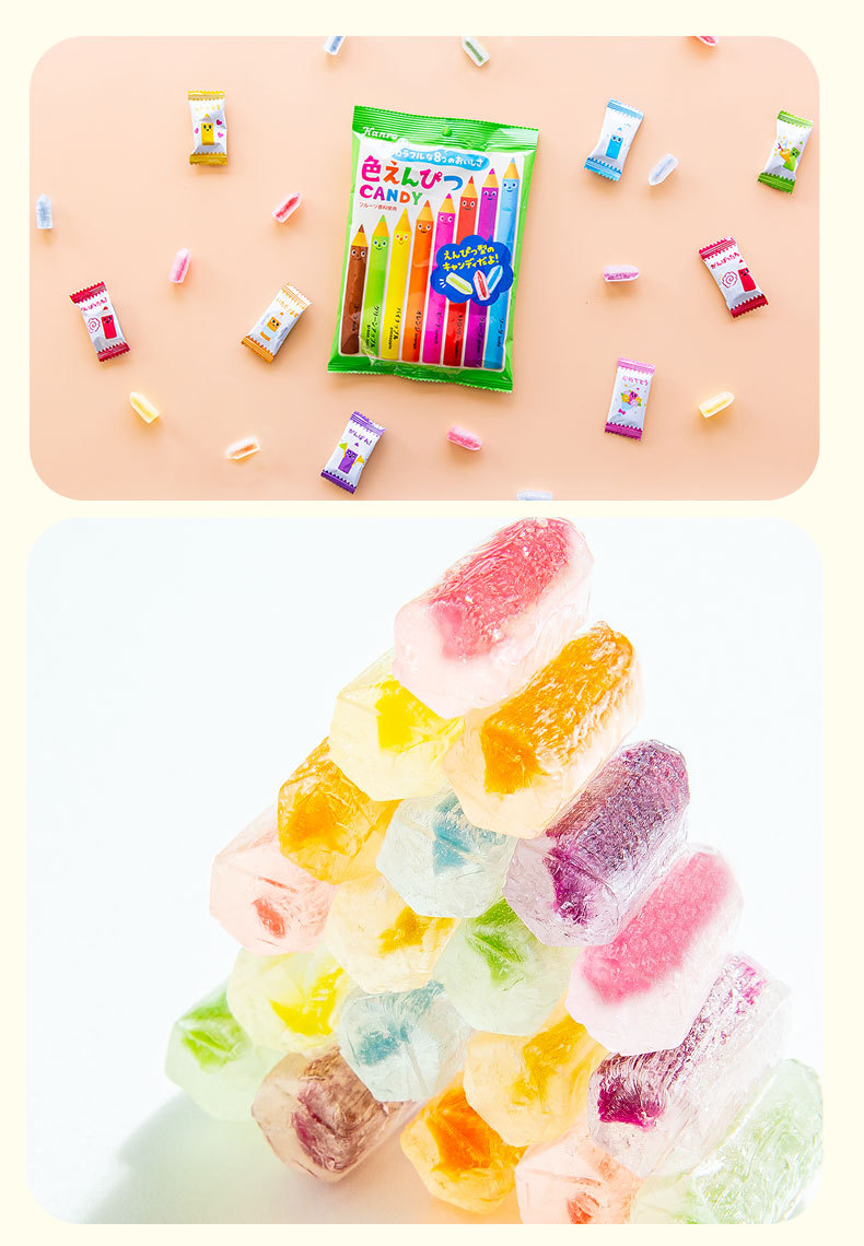 甘乐什锦袋装水果糖76g铅笔造型糖kanro创意糖果硬糖儿童网红食品