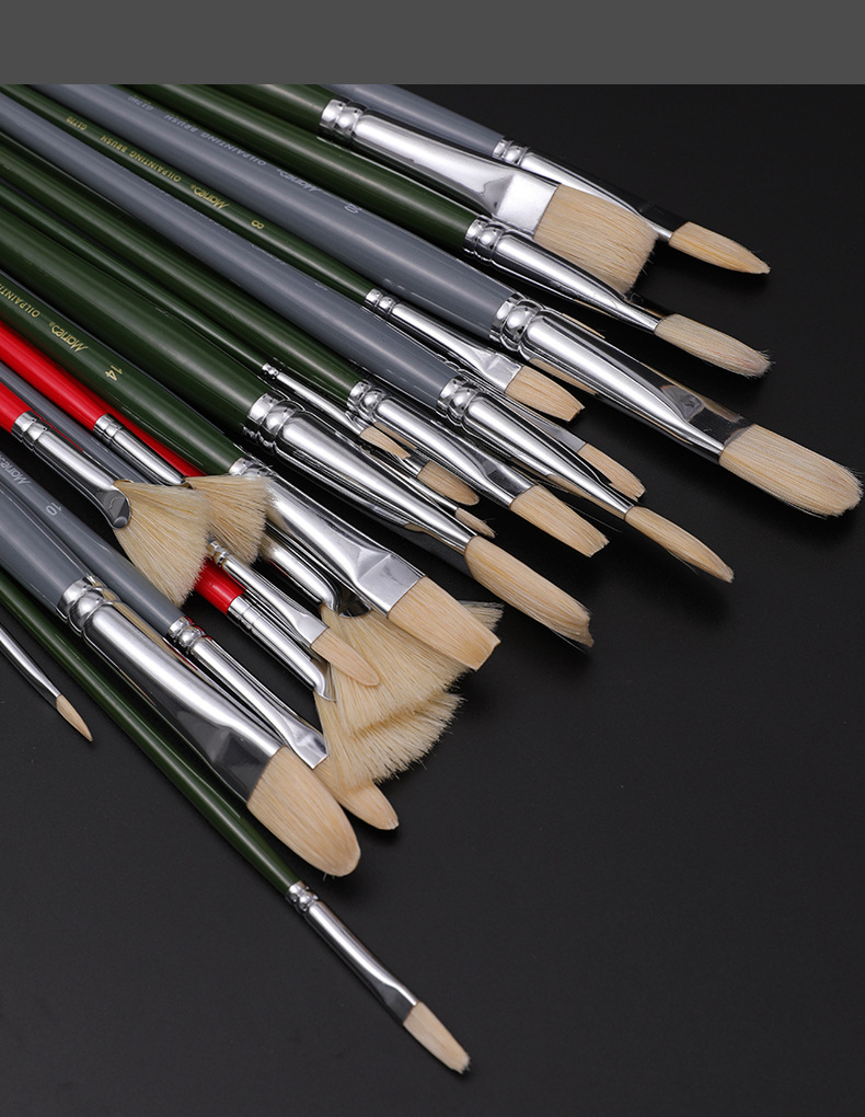 马利鱼尾纹扇形笔鱼尾扇型笔扁峰丙烯油画笔单支猪鬃油画笔平峰圆