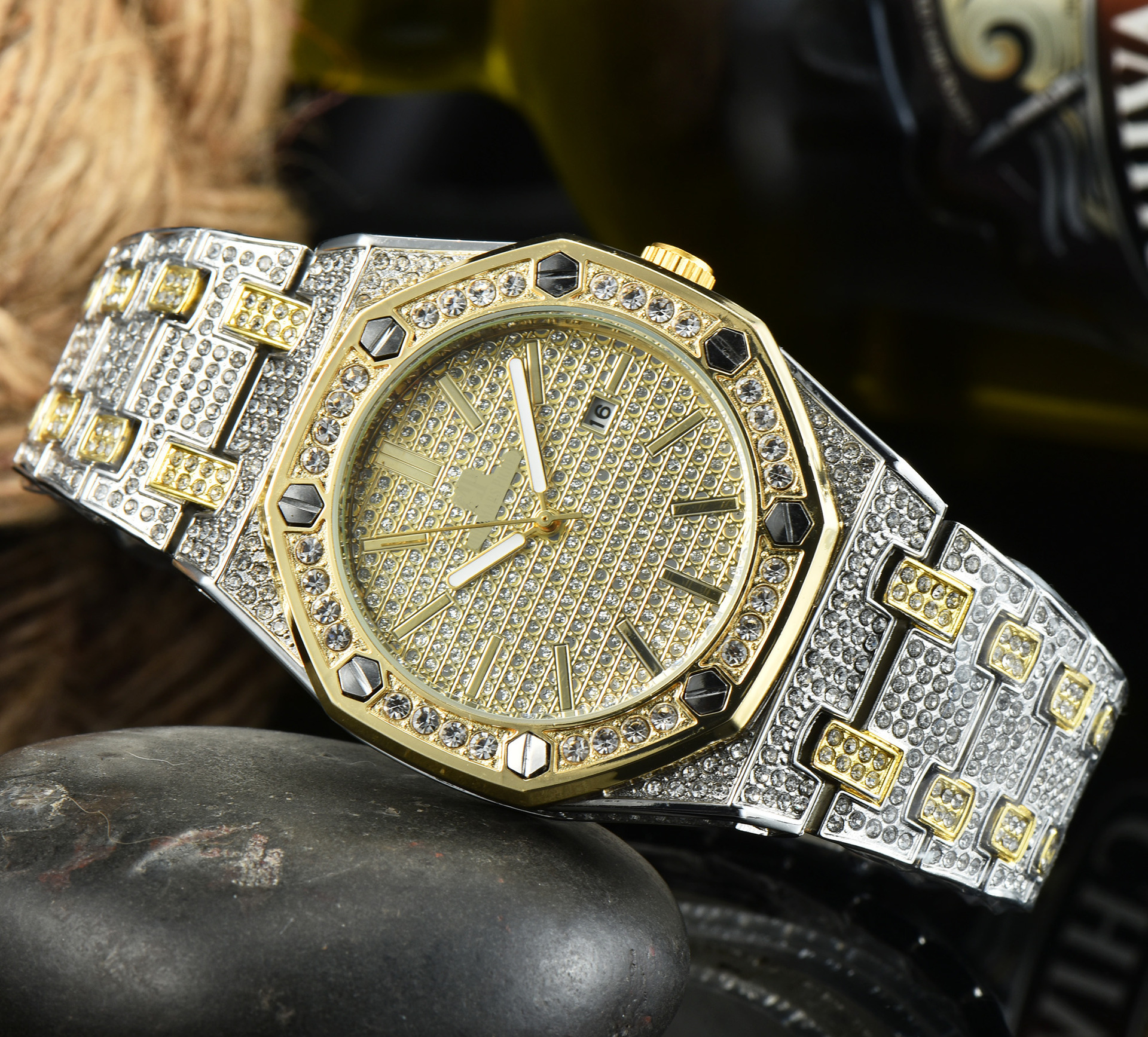 ap皇家橡树手表轻奢女款ins风小众设计离岸系列2021新款满钻手表