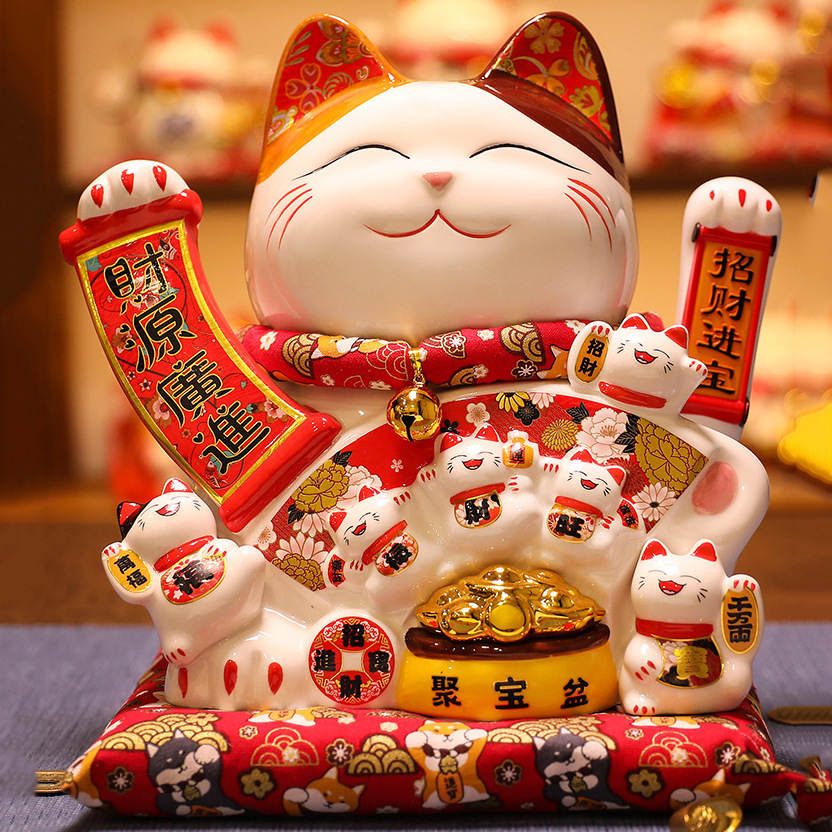 开业送礼大号陶瓷发财猫店铺家居电动摇手招财创意礼品招财猫摆件