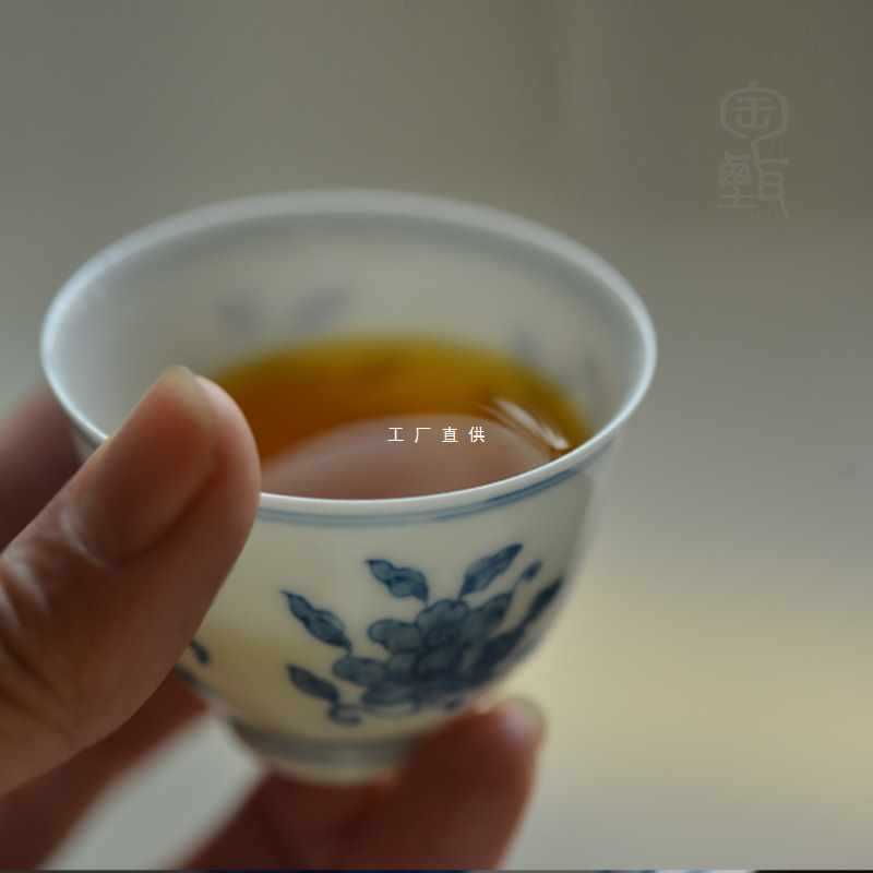 批发匋甄纯手绘成化青花品茗杯手工茶杯个人陶瓷主人杯单杯