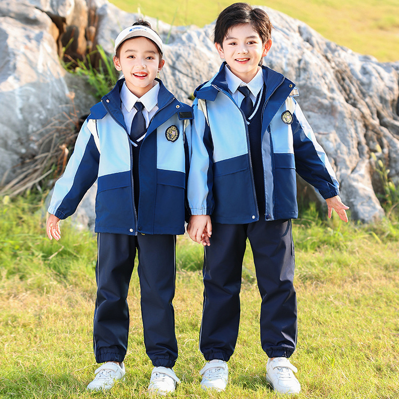 春秋季款幼儿园园服学院风班服中小学生校服套装儿童冲锋衣运动会