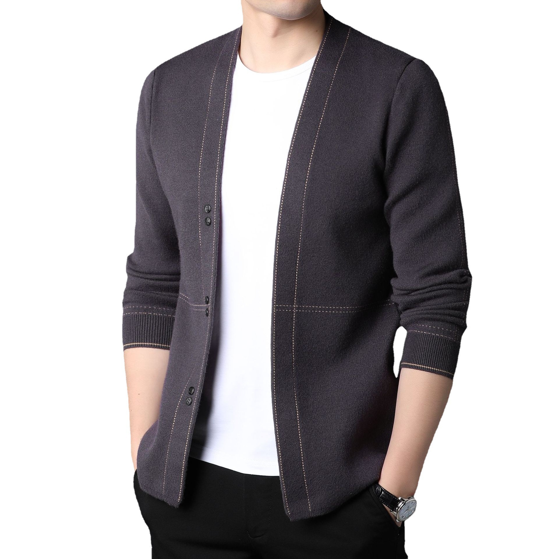 Tik Tok New Thin Men's Knitwear Cardigan Men's Slim Sweater Youth Men's Clothing Casual Knitted Jacket