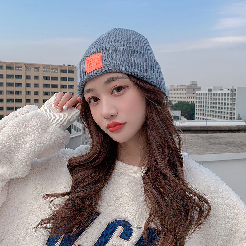 Xiyu Hat Women's Autumn and Winter Korean Style Cute Wool Hat Black Knitted Hat Trendy All-Match Ins Face Slimming Beanie Hat