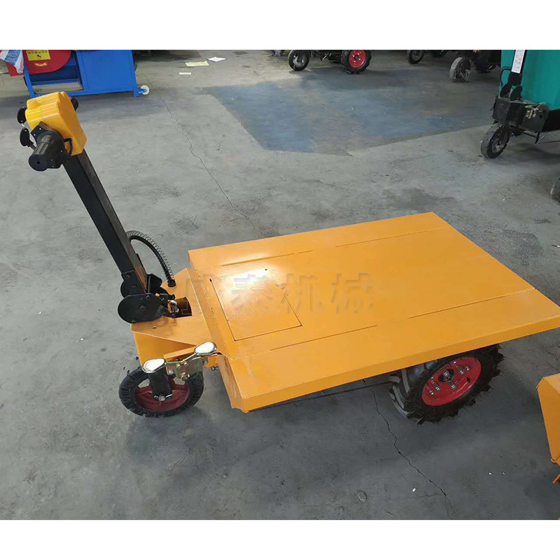工地拉砖车电动平板上料 工地四轮电瓶车进电梯拖车平板车