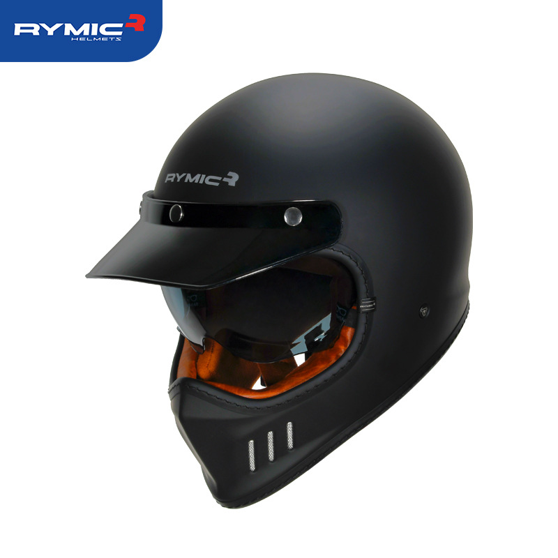 机车网rymic摩托车复古头盔覆式全盔电动车男女个性酷四季安全帽