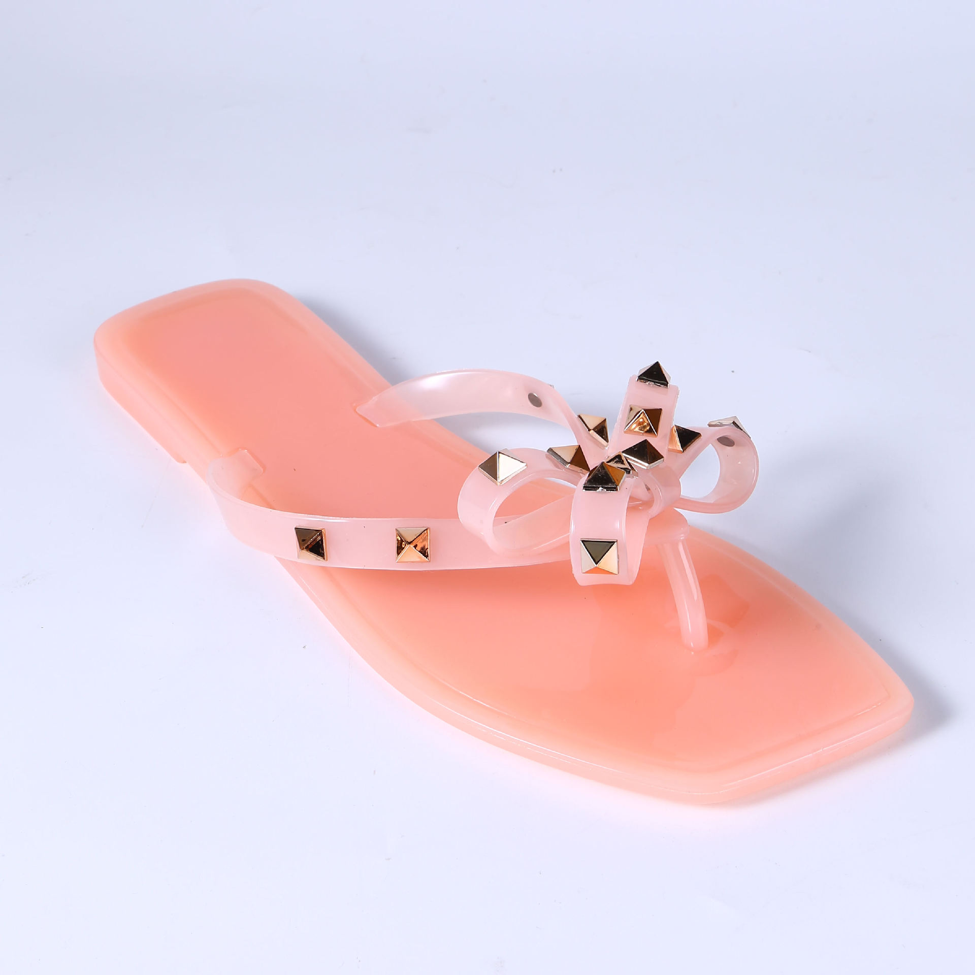 Cross-Border Hot Fashion Crystal Sandals Women's Beach Gel Shoes Fashion Non-Slip Rivet Flip Flops Gel Shoes