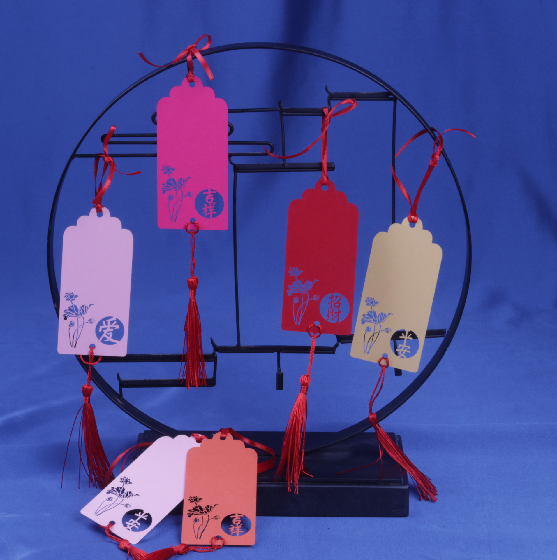 牛年吉祥 春节定制寺庙心愿卡 新年快乐卡 流苏纸卡 祈福手写吊卡