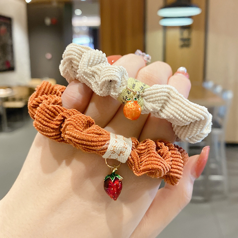 Internet Celebrity Satin Pork Intestine Hair Band Fruit Cute Hair String Ponytail Hair Ring Female Korean Hair Rope Summer Small Intestine Ring