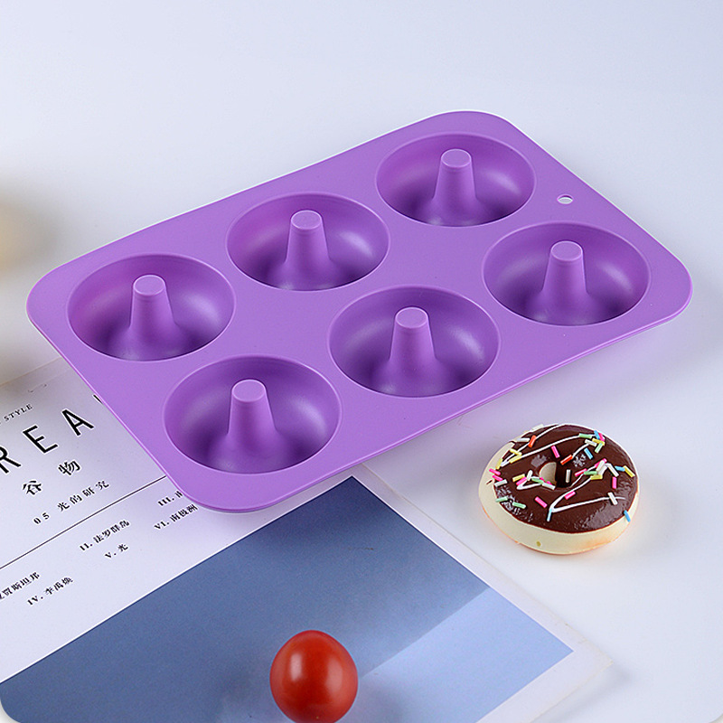 硅胶6连圆形甜甜圈模具DIY烤箱烘焙模具食品级耐高温硅胶蛋糕模具