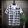 2022 new pattern summer lattice shirt Trend Teenagers Short sleeved Outside the ride jacket fashion shirt