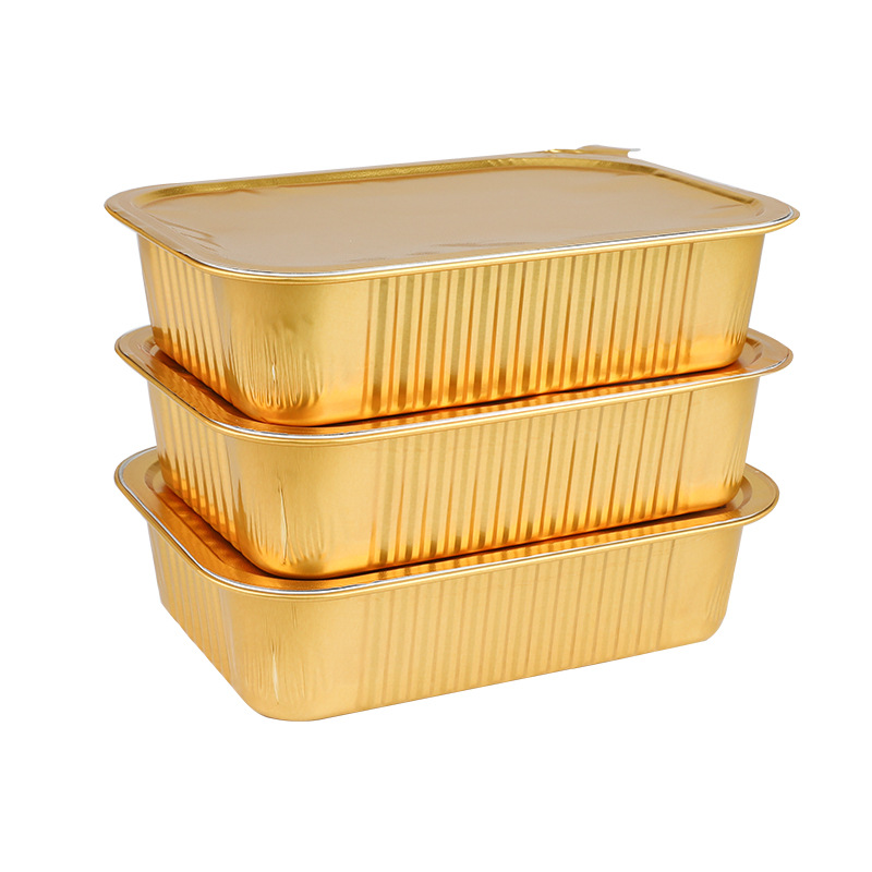 铝箔餐盒一次性密封加厚锡纸盒烧烤烘焙耐高温保鲜高档外卖长方形