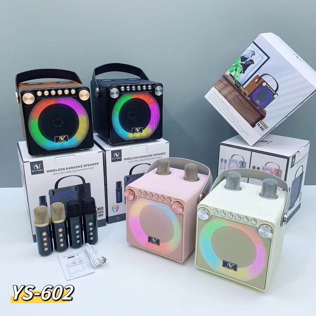 ys602蓝牙音箱k歌彩灯音响无线蓝牙麦克风话筒家庭电视ktv低音炮