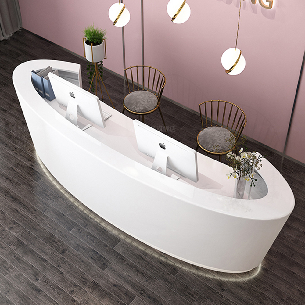 白烤漆收银台柜台酒店大气创意吧台桌迎宾前台烤漆吧台接待台