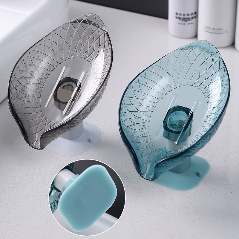 New Leaf-Shaped Suction Cup Drain Soap Box Soap Dish Storage Rack Punch-Free Wall-Mounted Toilet Soap Holder