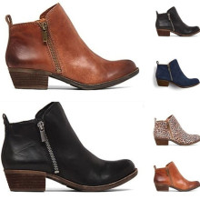 Women Winter Zipper Ankle boots Lady High Heels Shoes大码靴