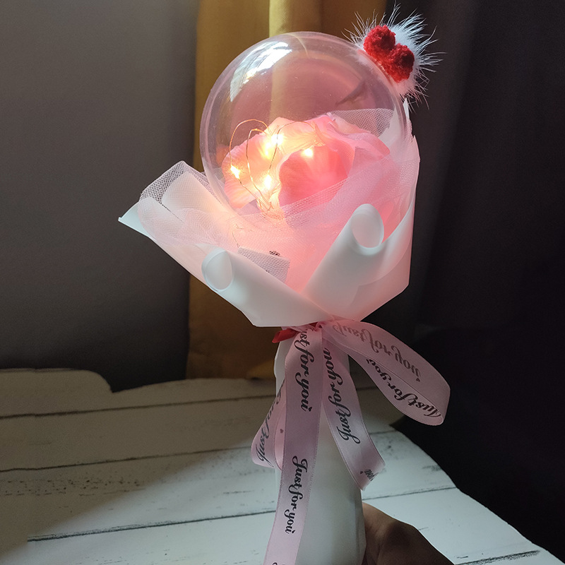 创意礼物亚克力波波球花束材料包diy节日生日礼品发光花瓣手捧花