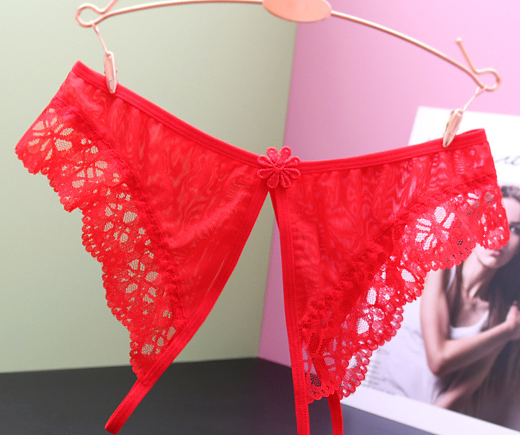 女士内裤开档开叉免脱情趣诱惑蕾丝丁字裤低腰性感火辣蕾丝边t裤