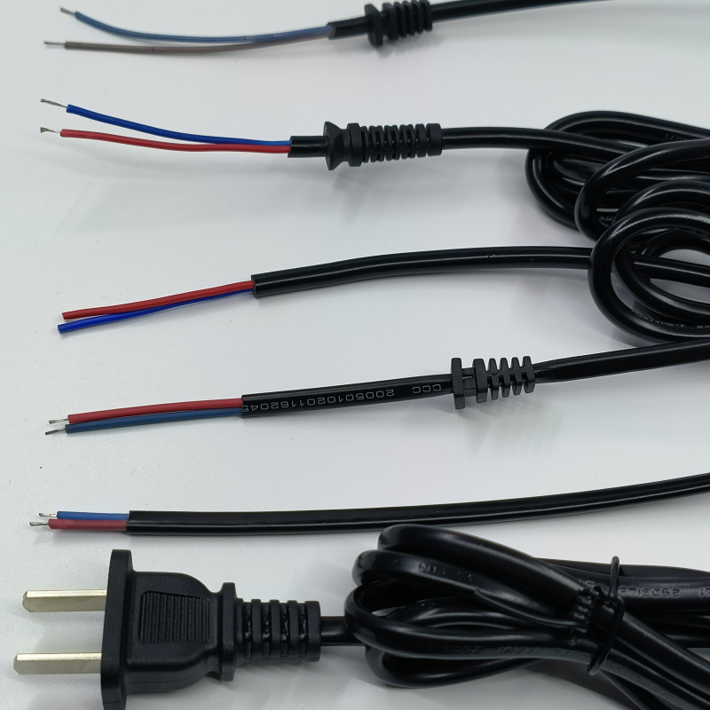 国标二插热熔胶枪电源线 上锡尾 AC二扁裸铜线 电动工具插头线