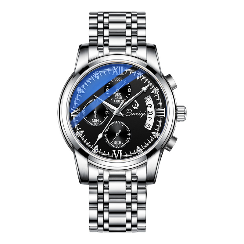 【带货爆款】劳思琪三眼六针日历防水夜光爆款手表