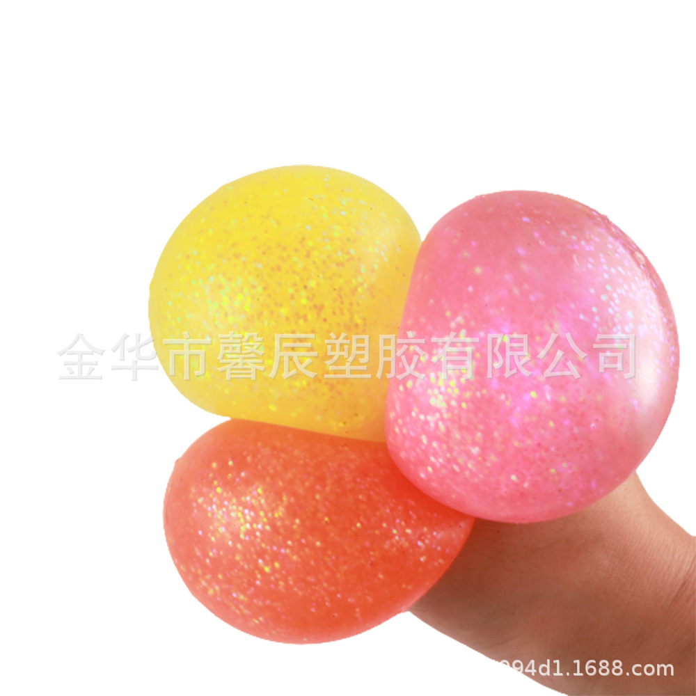 Malt Sugar Pulp Ball Toy Decompression Stress Relief Crystal Hand Kneading Squeeze QQ Elastic Transparent Gold Powder Malt Sugar Hair