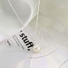 乾佳S925纯银贝壳珍珠项链夏季新款轻奢高级感休闲风颈饰锁骨链女