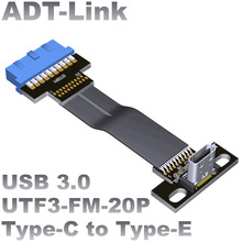 ADT-Link USB3.0接口扩展转接线type-c转19P/20P主板前后置带挡板