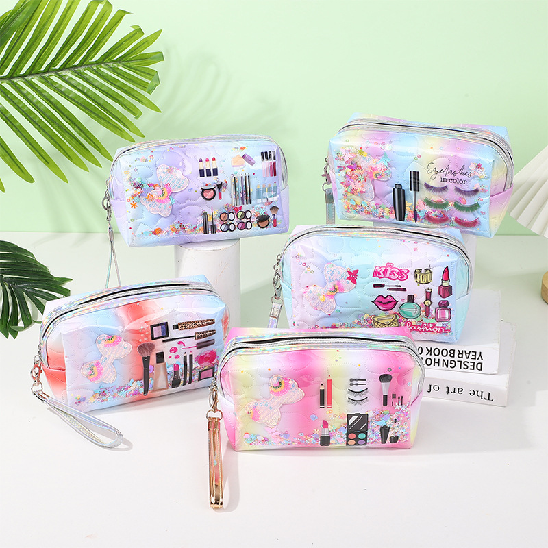 Fashion Pu Printing Cosmetic Bag Large Capacity Travel Toiletry Bag Portable Cosmetic Bag Factory Direct Supply