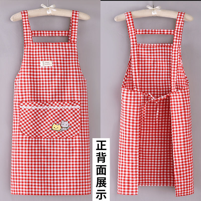 Simple Apron Female Household Kitchen Oil-Proof Cooking Baking Fashion Apron Adult Work Clothes