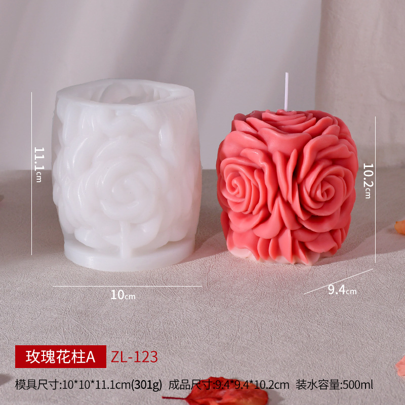 Flower Column Aromatherapy Candle Silicone Mold Diy Handmade Wedding Gift Aromatherapy Fragrant Stone Abrasive Tool