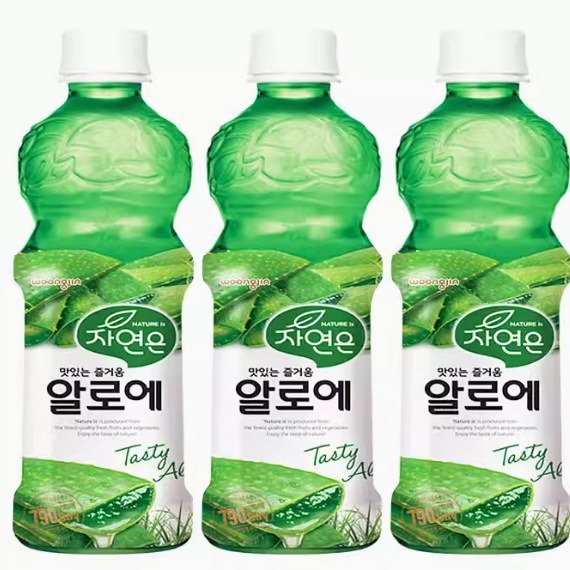 批发韩国进口熊津芦荟饮料夏天植物芦荟汁休闲饮品500ml 20瓶一箱